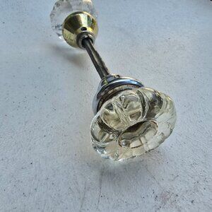 Vintage Crystal Glass Door Knobs Architectural Salvage Decor Brass 2 Knobs Stem